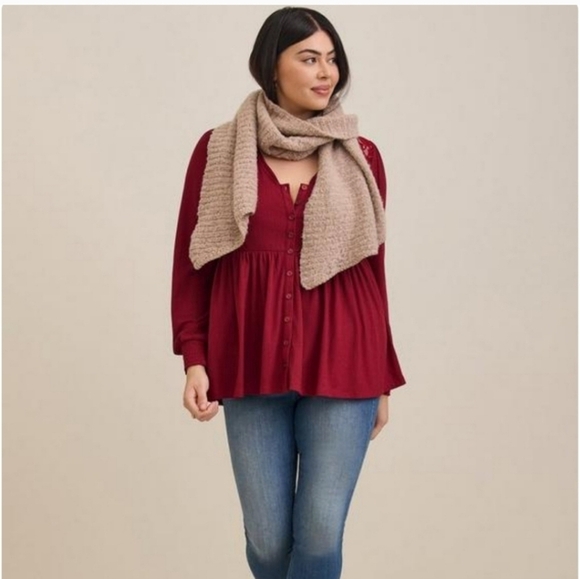 🍂🍁Torrid 2x Babydoll Knit V-Neck Button-Front Top - Picture 1 of 7